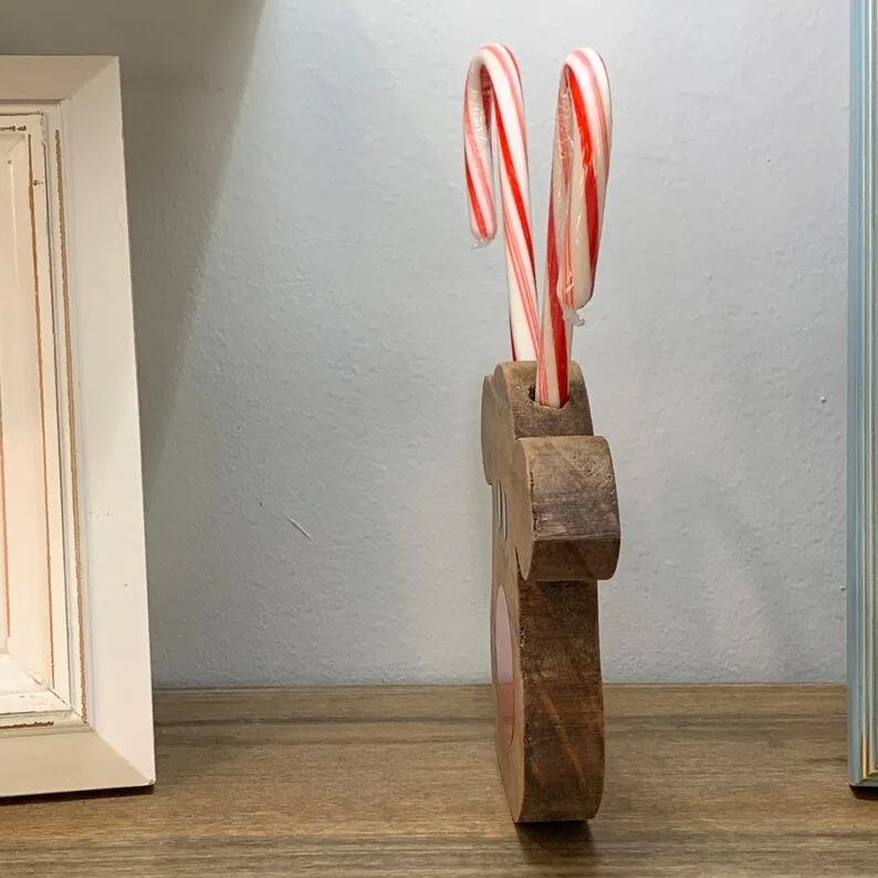 Wooden Christmas Candy Cane Reindeer