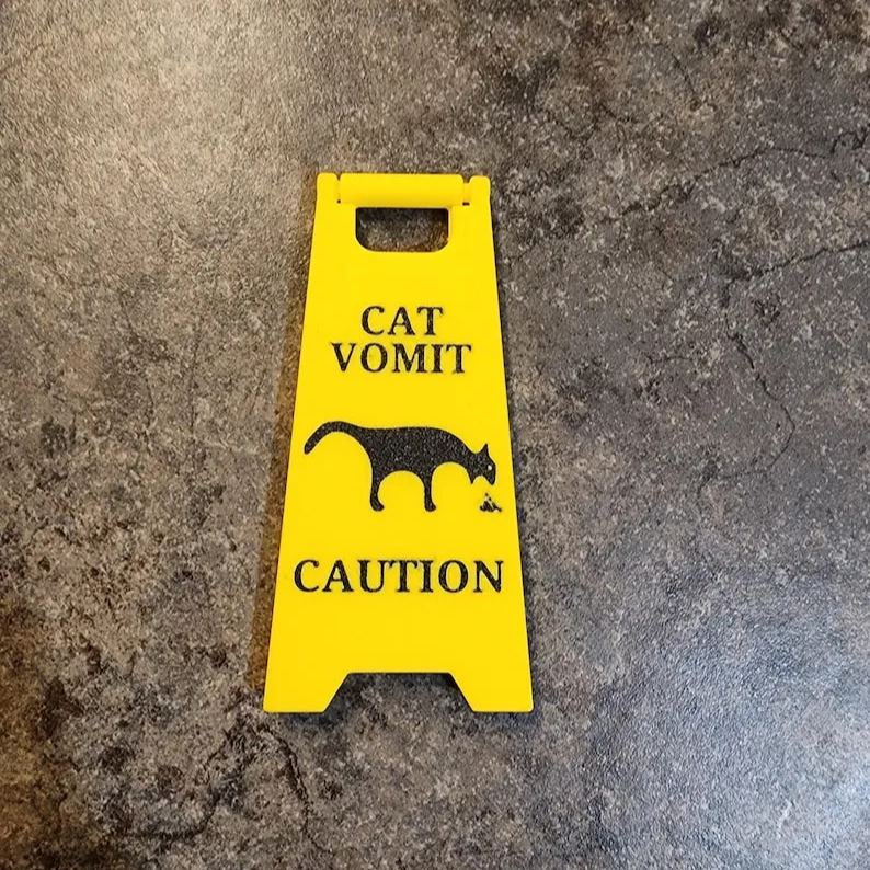 Cat Vomit (Wet Floor) Desk Sign