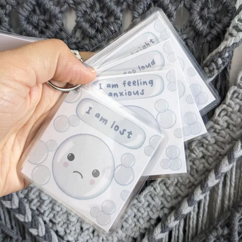 Bubble Communication Cards, ASD Non-verbal Support Keyring