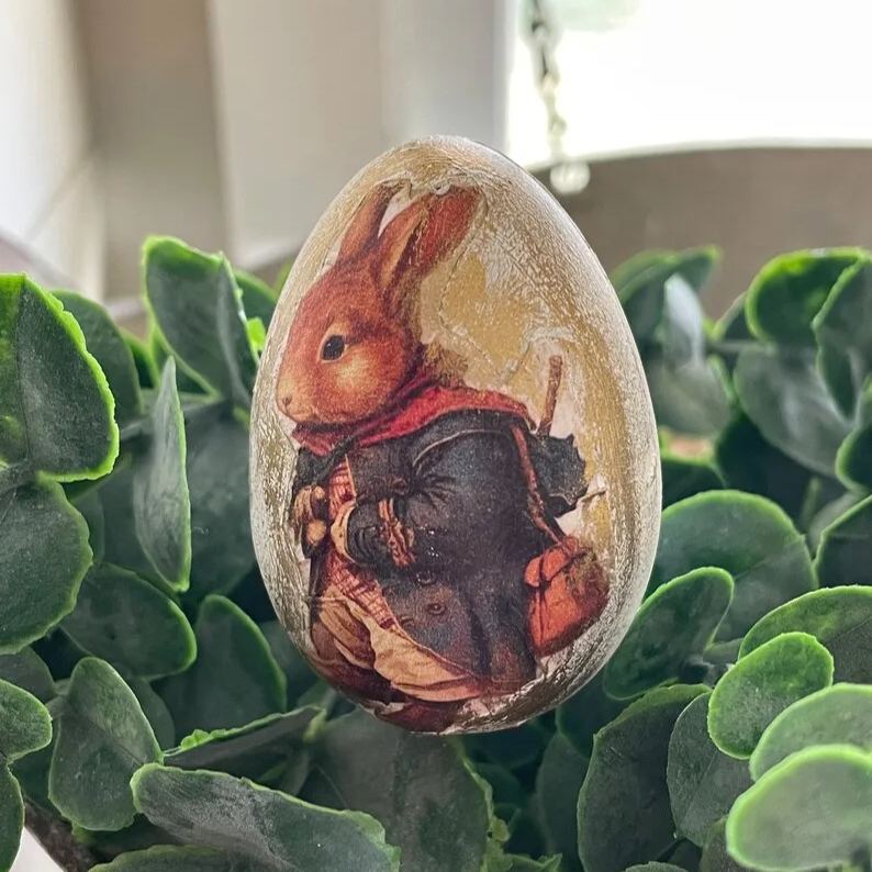 Vintage Rabbit Easter Eggs - Handcrafted Spring Decor