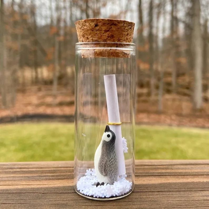 Penguin Message in a Bottle, Mother’s Day Gift 