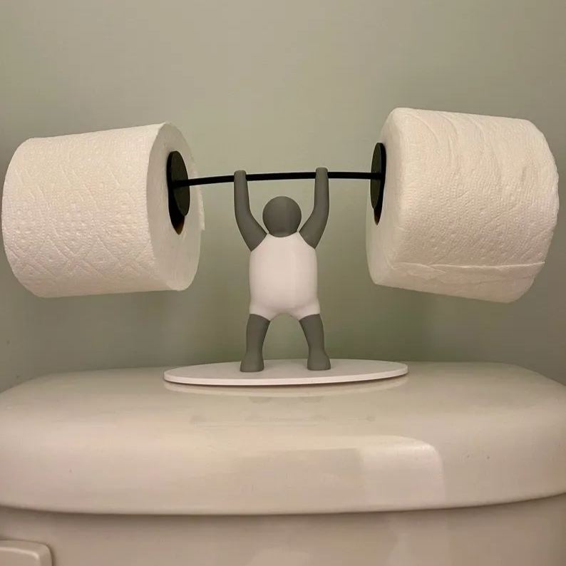 Funny Weightlifter Toilet Roll Holder