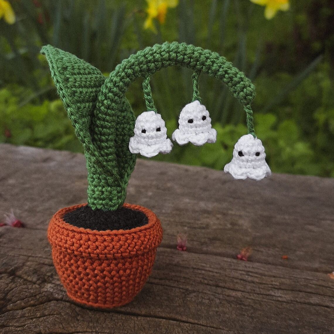 Handmade Crochet Lily of the Valley Plant with Ghost Flowers