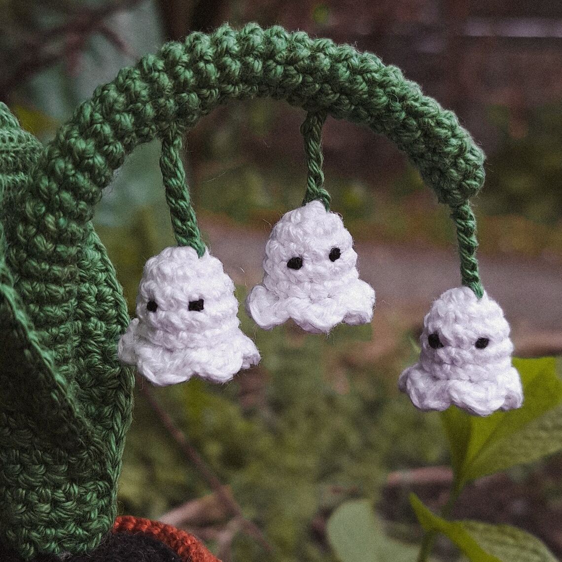 Handmade Crochet Lily of the Valley Plant with Ghost Flowers