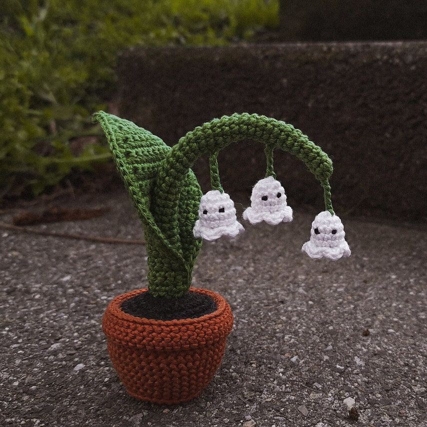 Handmade Crochet Lily of the Valley Plant with Ghost Flowers