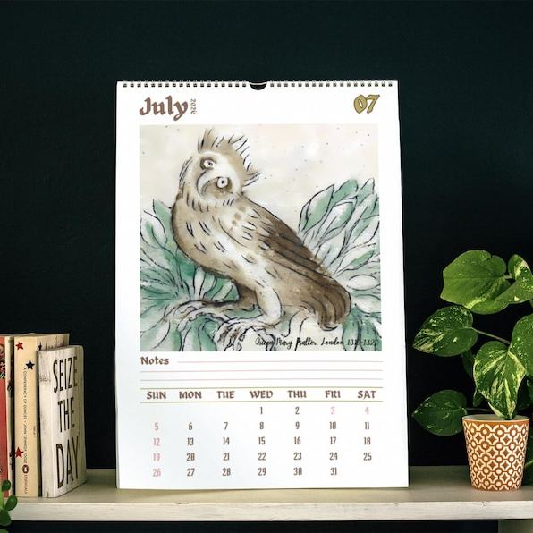 Funny Medieval Owl Calendar 2026