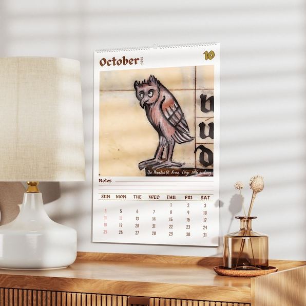 Funny Medieval Owl Calendar 2026