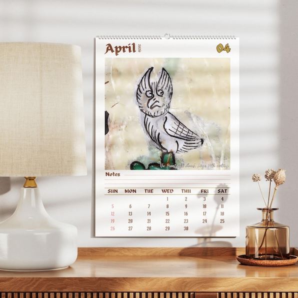 Funny Medieval Owl Calendar 2026