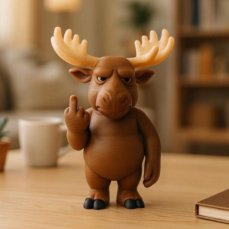 Middle Finger Moose Figurine