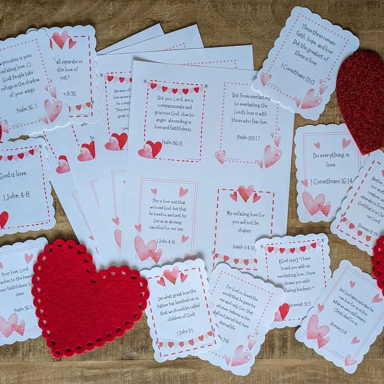Christian Valentine's Scripture Card Set