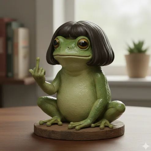 Middle Finger Frog Sassy Desk Decor