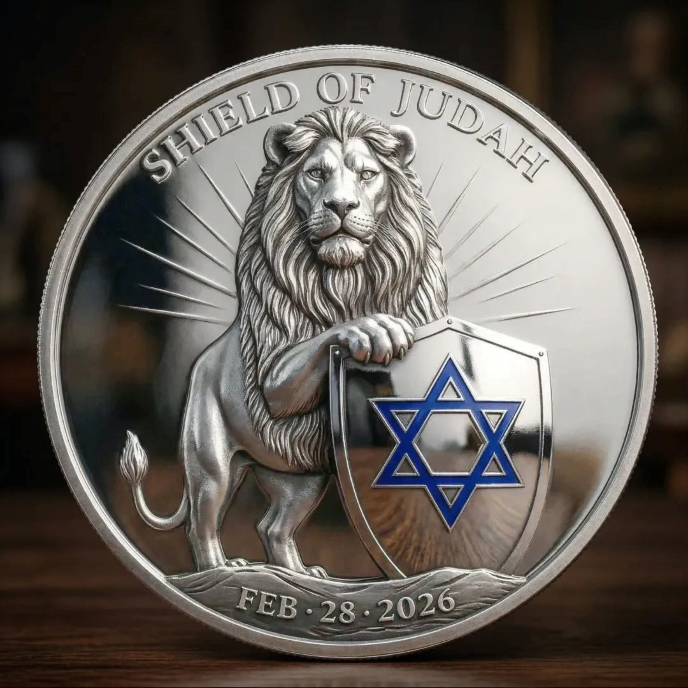 ✡️ "Shield of Judah" – Collectible Silver-Plated Coin | Lion of Judah Memorial