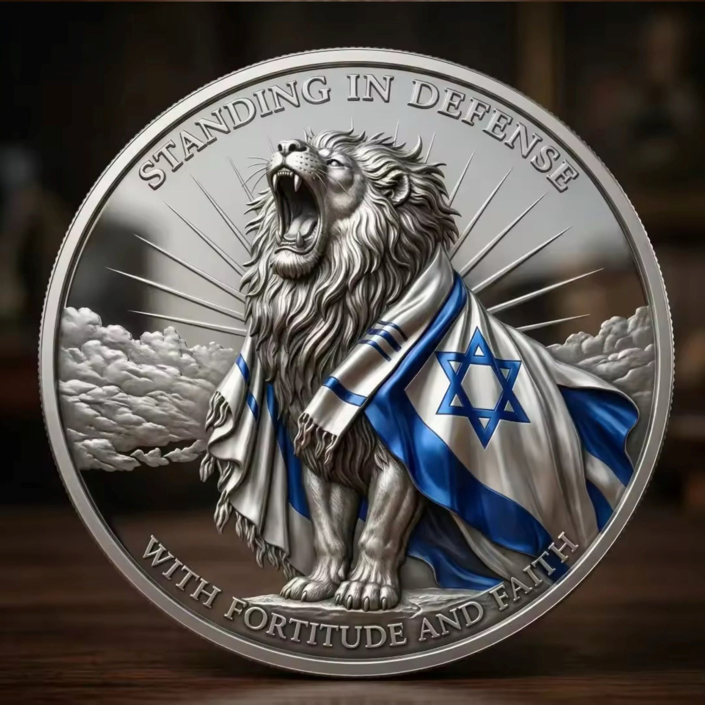 ✡️ "Shield of Judah" – Collectible Silver-Plated Coin | Lion of Judah Memorial