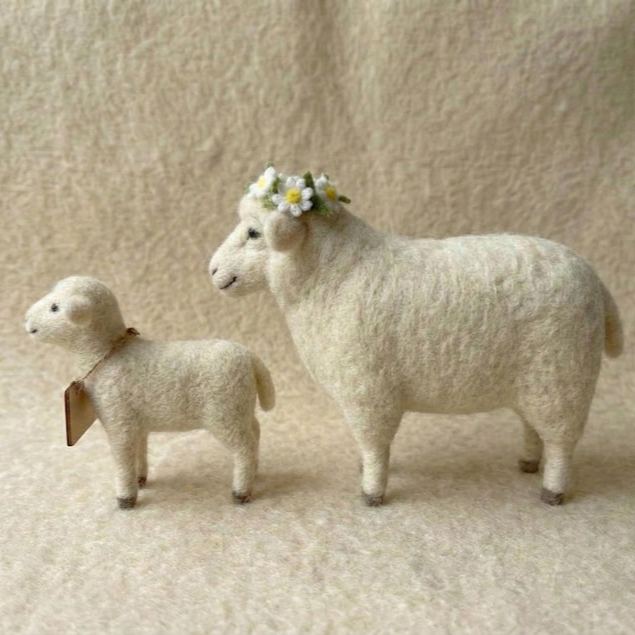 Needle Felted Sheep Mother and Baby