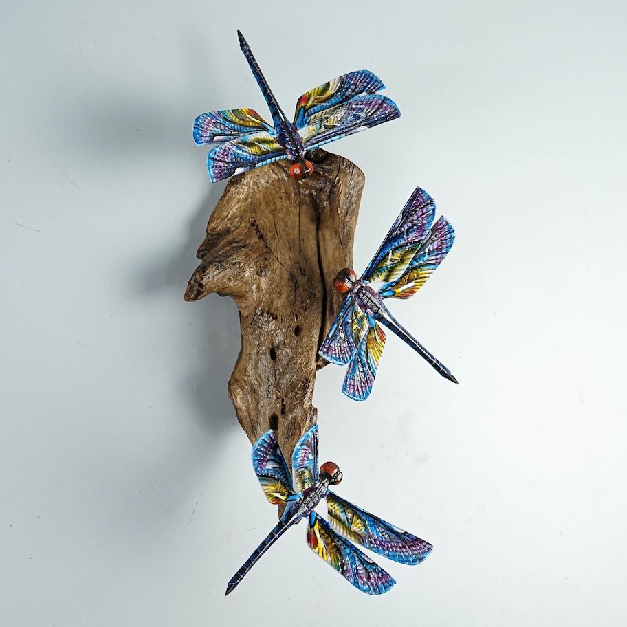 Hanging Blue Dragonflies Sculpture