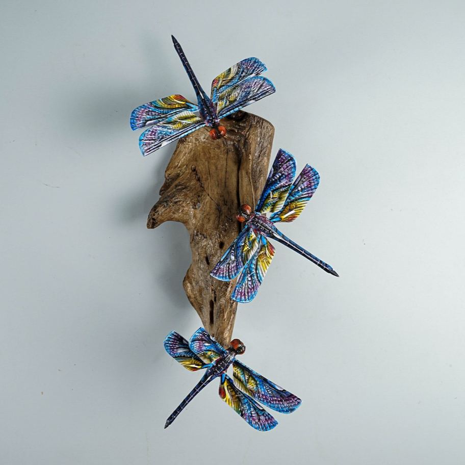 Hanging Blue Dragonflies Sculpture