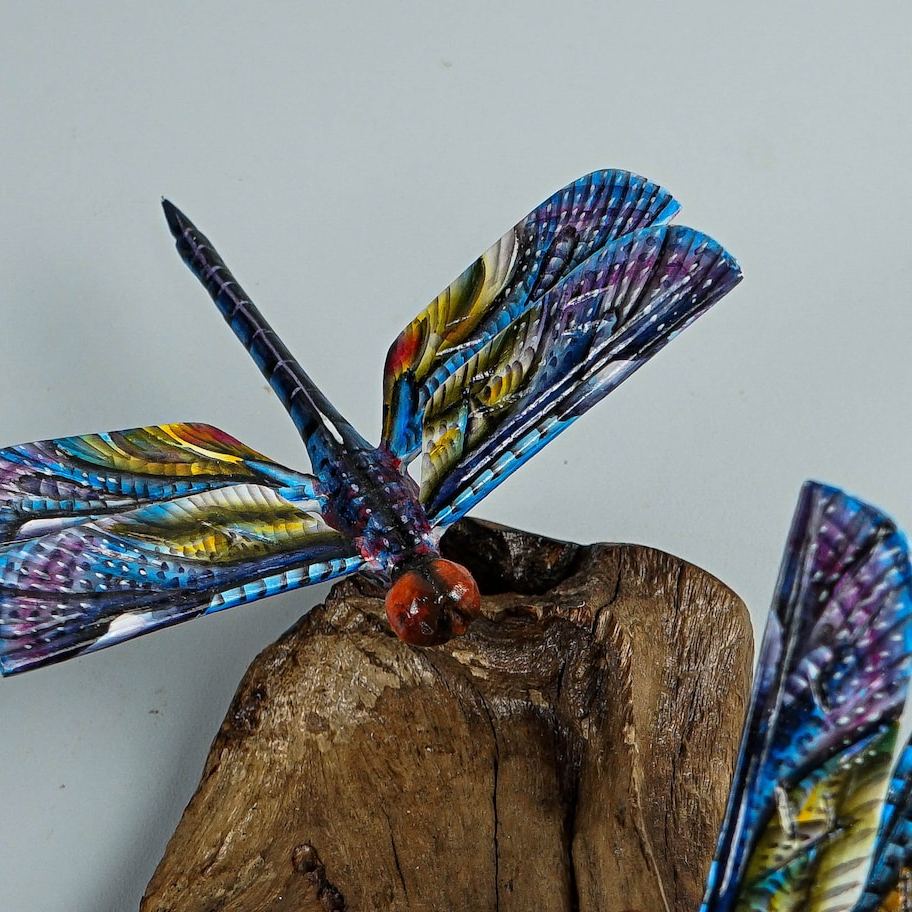 Hanging Blue Dragonflies Sculpture