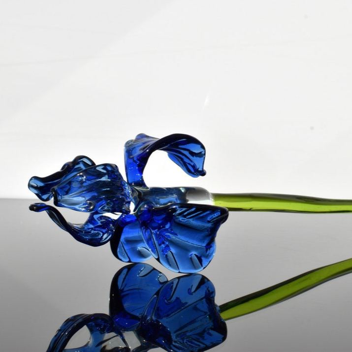 Hand Blown Glass Iris Flower