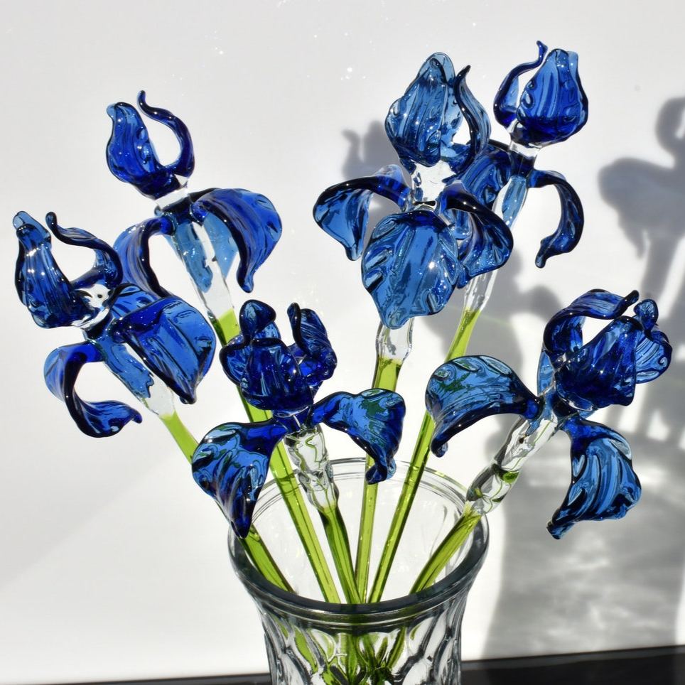 Hand Blown Glass Iris Flower