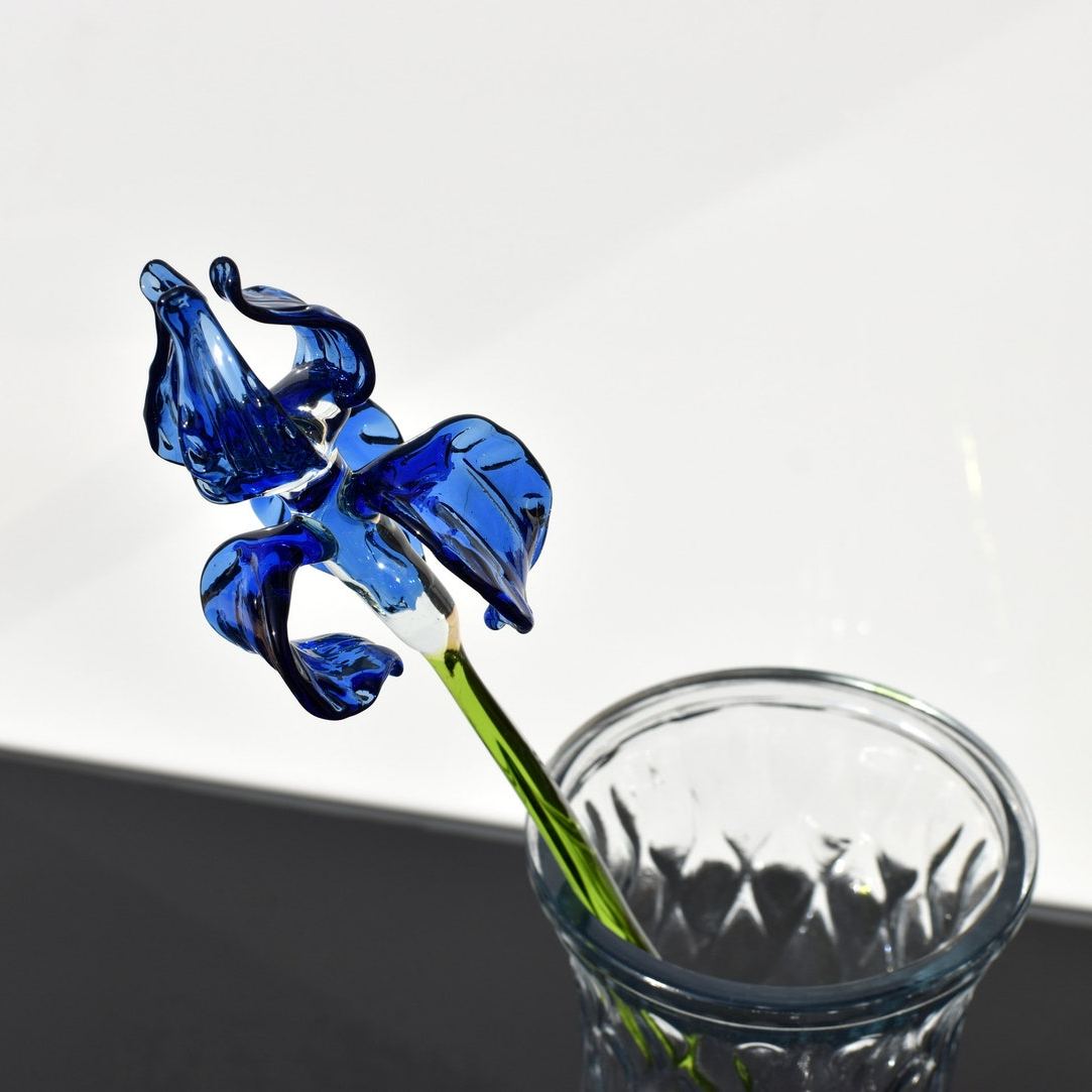 Hand Blown Glass Iris Flower