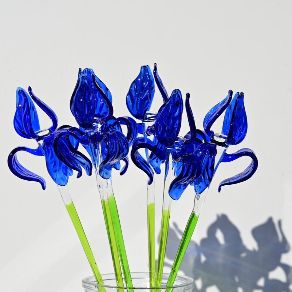 Hand Blown Glass Iris Flower