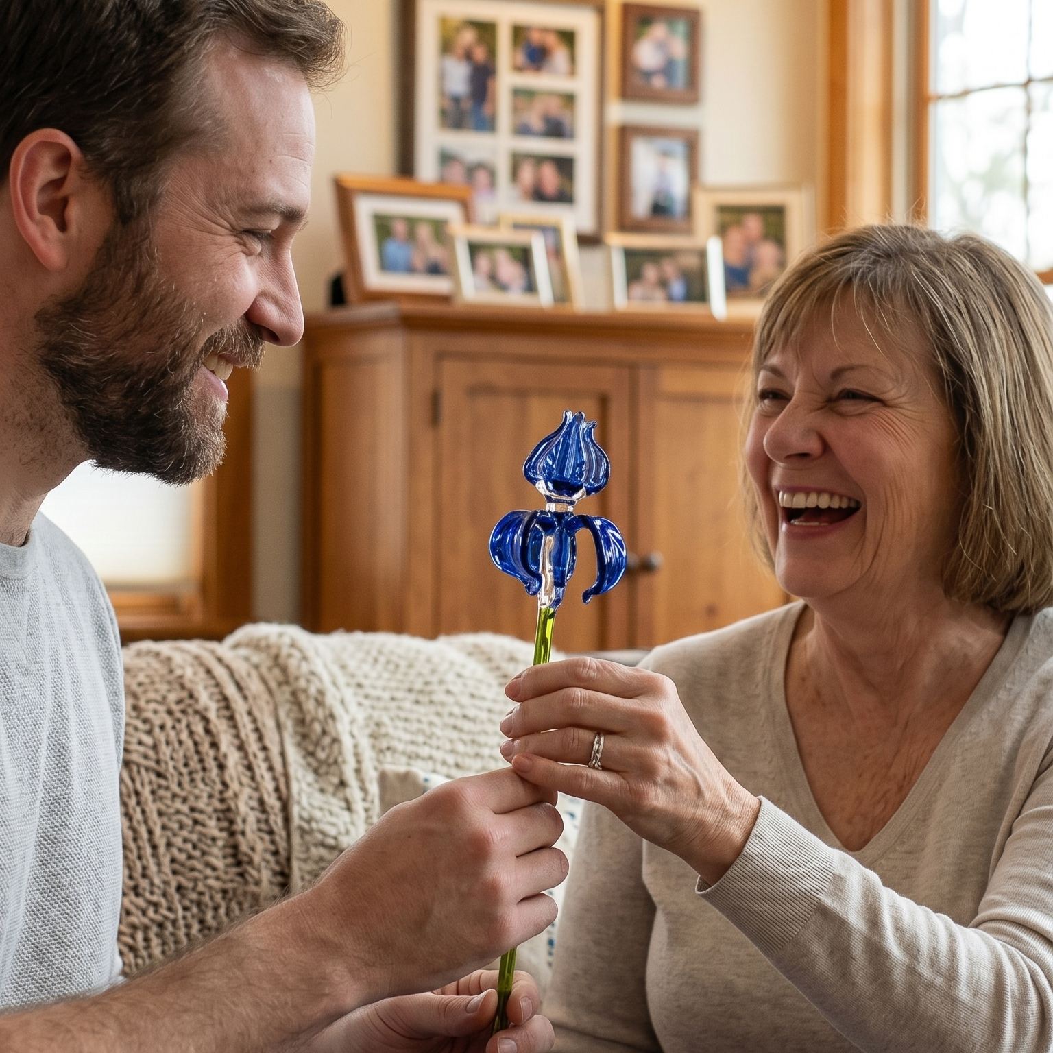Hand Blown Glass Iris Flower