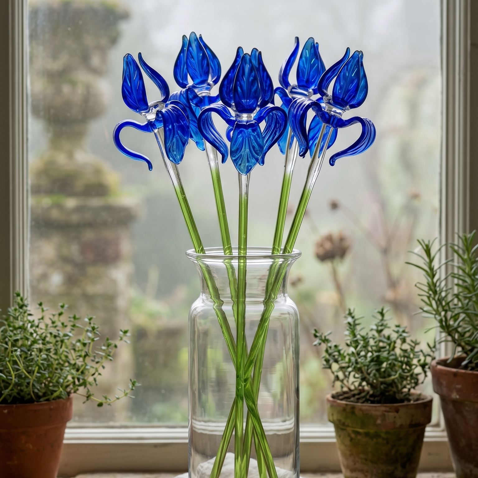 Hand Blown Glass Iris Flower