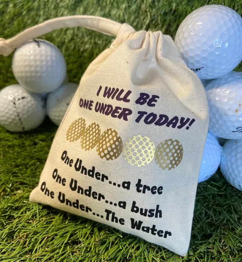 Golf Tee Bag 'I will be one under' Gifts for Golfer image 2