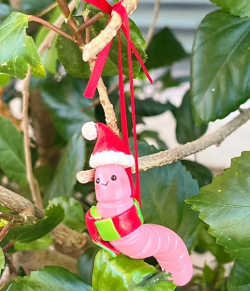 Wally the Christmas worm ornament