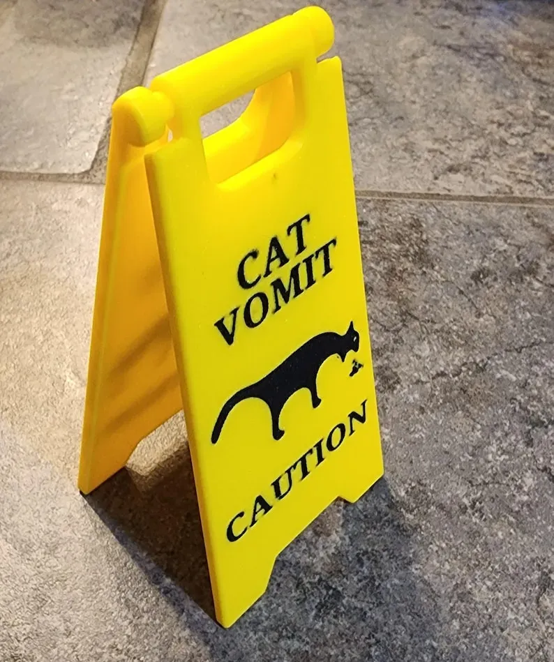 5 inch cat vomit wet floor sign GREAT STOCKING STUFFERS image 1