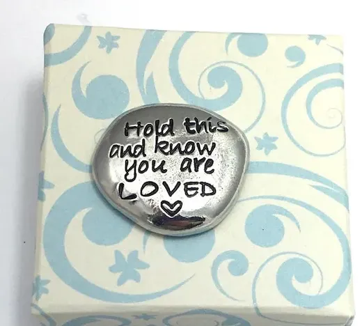 Pewter pocket stone hold this and know you are loved image 3