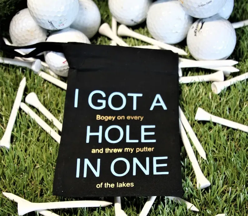 Golf Tee Bag 'I got a hole in one' fun golf gift image 3