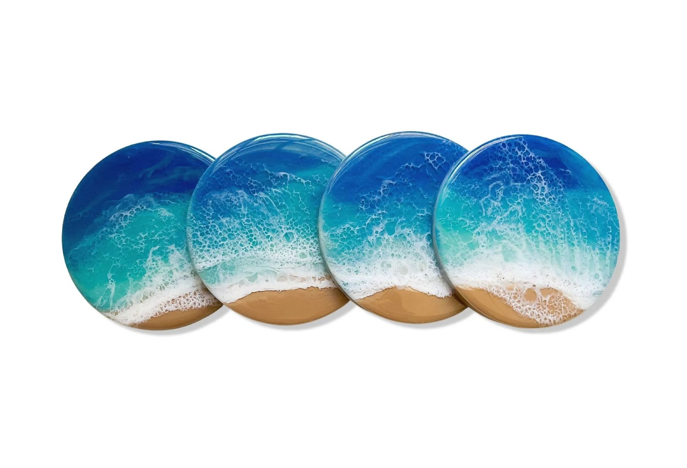 Resin Ocean Coaster Set