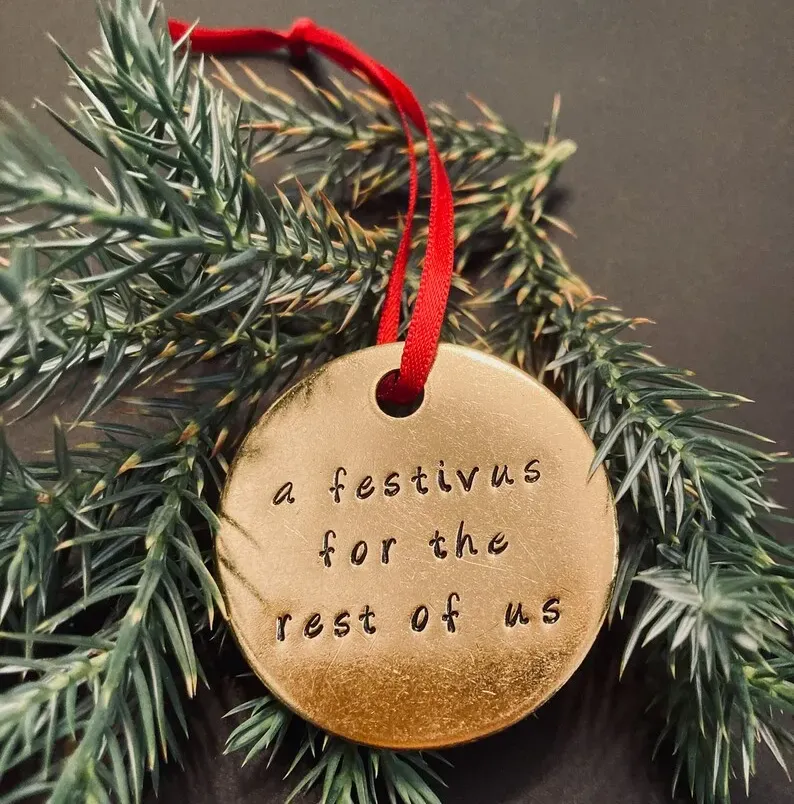 Hand Stamped Funny Christmas Tree Ornament