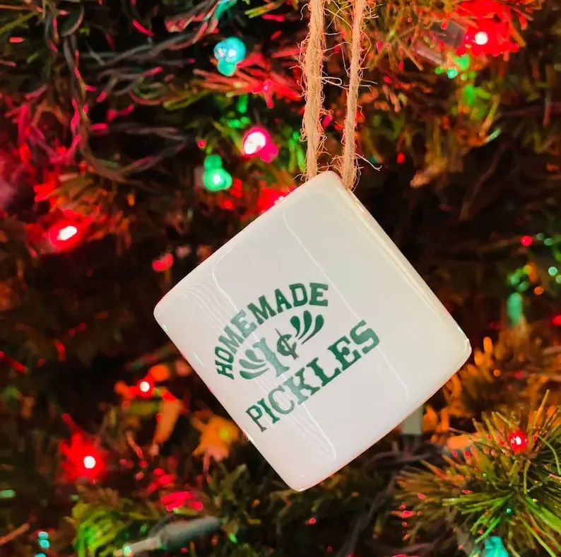 Friends Ornament/ Monica Pickle Jar Christmas Decor/ Friends Themed/ Replica Prop/ Homemade 1 cent Pickles image 1