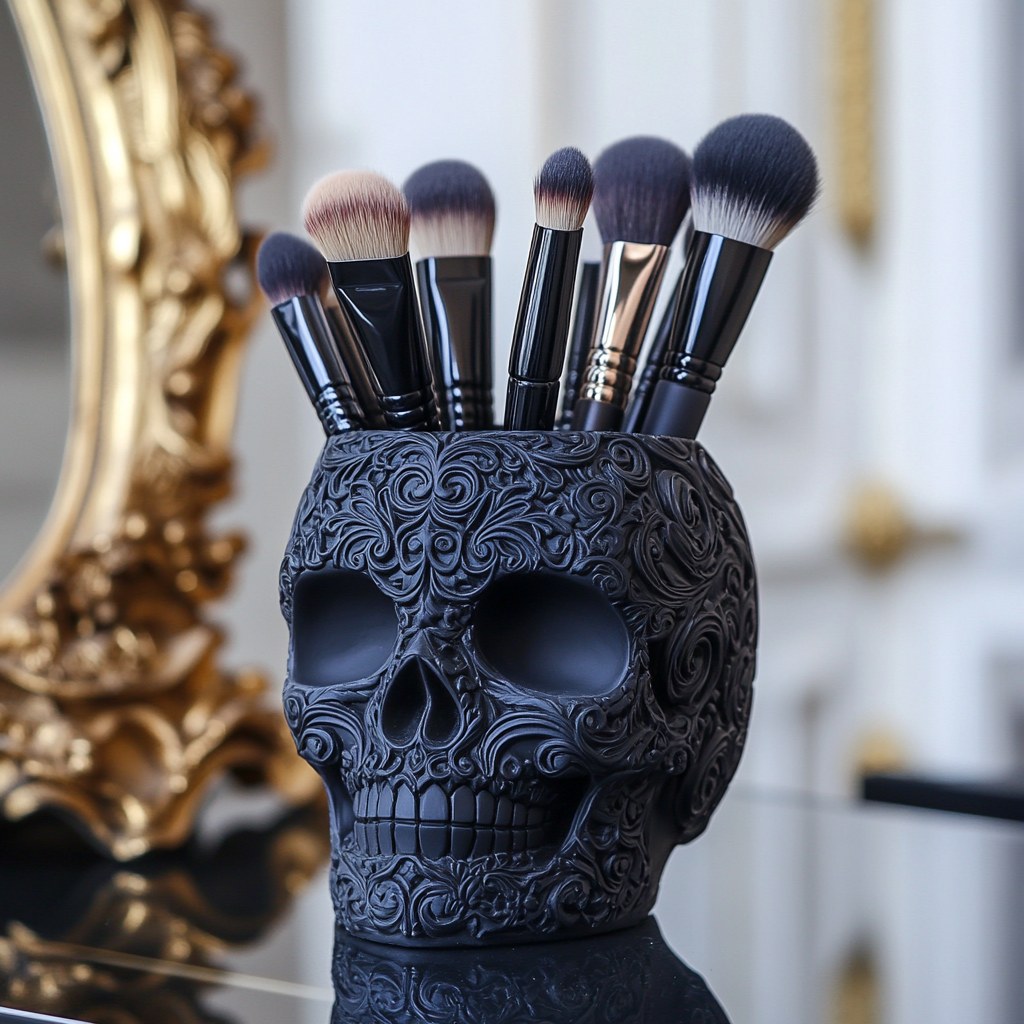 Skull Makeup Brush Holder & Organizer