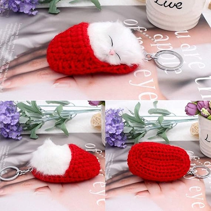 CUTE SLEEPING KITTEN KEYCHAIN