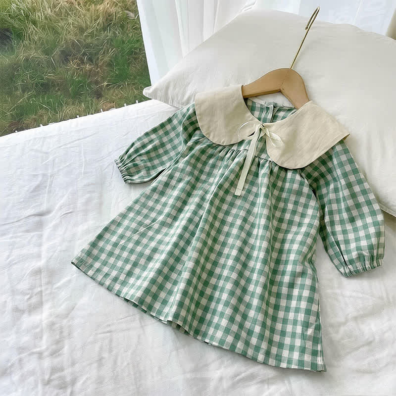 Kleid für Kleinkind /Baby Mädchen mit Gingham und Peter-Pan-Kragen - Grün - 5-6.5T - image 3