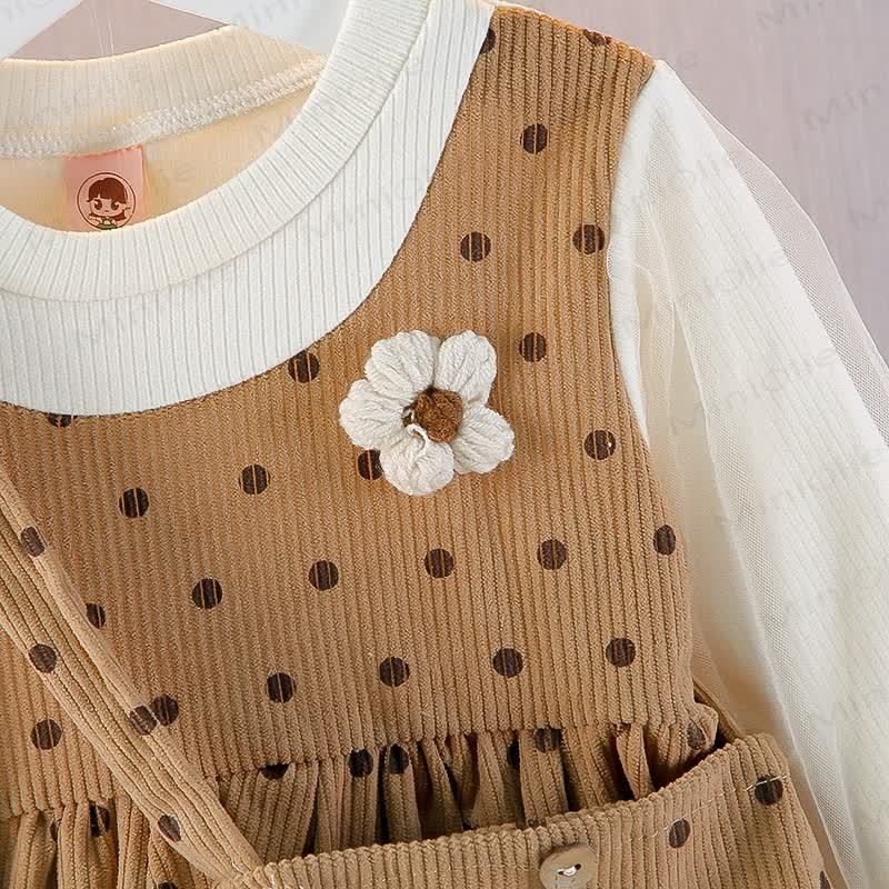 Baby Kleinkind Punkt Fake 2pcs Kleid mit Tasche - image 4