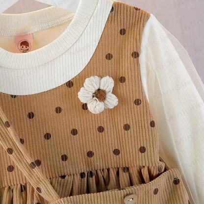 Baby Kleinkind Punkt Fake 2pcs Kleid mit Tasche - image 4