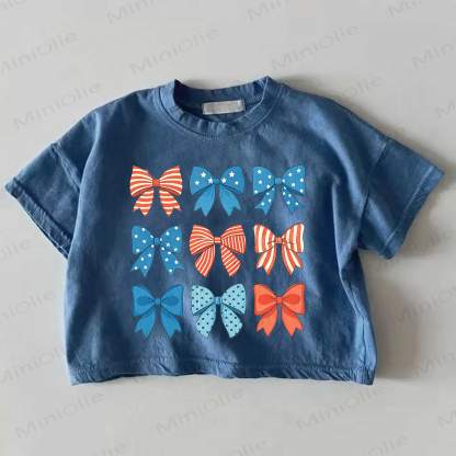 Baby T-Shirt mit amerikanischer Flagge und Schleife - Blau - 18-24M - image 1