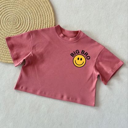 BIG BRO Baby Lächelnd Face Sommer Freizeit-T-Shirt - Ziegelrot - 2-3J - image 4