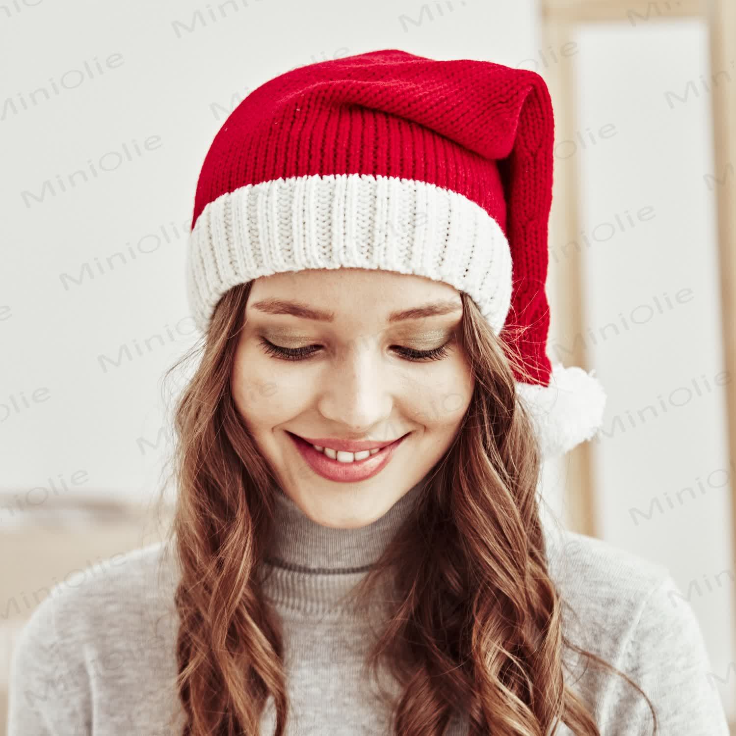 Babyrote weihnachtliche gestrickte warme Mütze - image 9