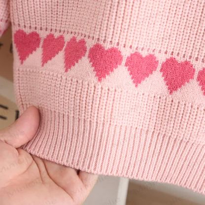 Kleinkind 2-teiliges gestricktes Jacquard-Herz-Set - image 9