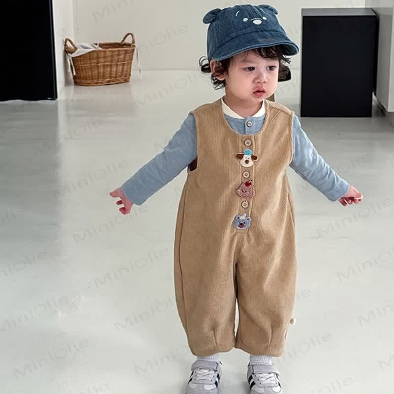 Cord Overalls mit Tier -Patch für Baby - image 3