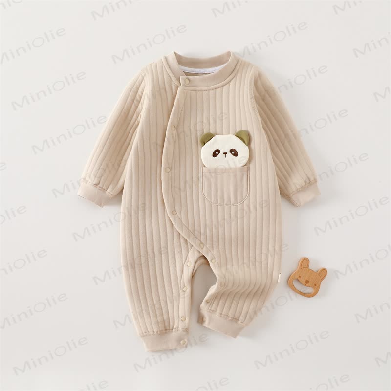 Baby Strampler mit Tier , Einfarbig - Braun - 18-24M - image 3