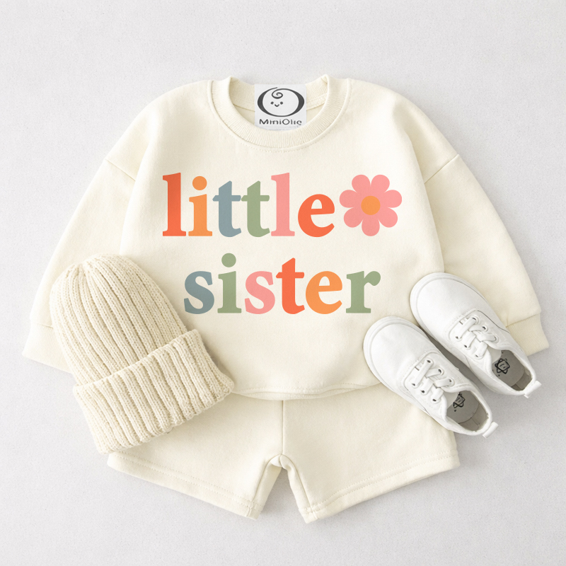BIG/LITTLE SISTER Baby Set aus cremeweißem Sweatshirt und Shorts , 2-teilig - Wenig - 3-4J - image 2