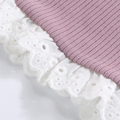 Langarm-T-Shirt mit Gerippt Schleife und Lace für Kleinkind - image 13