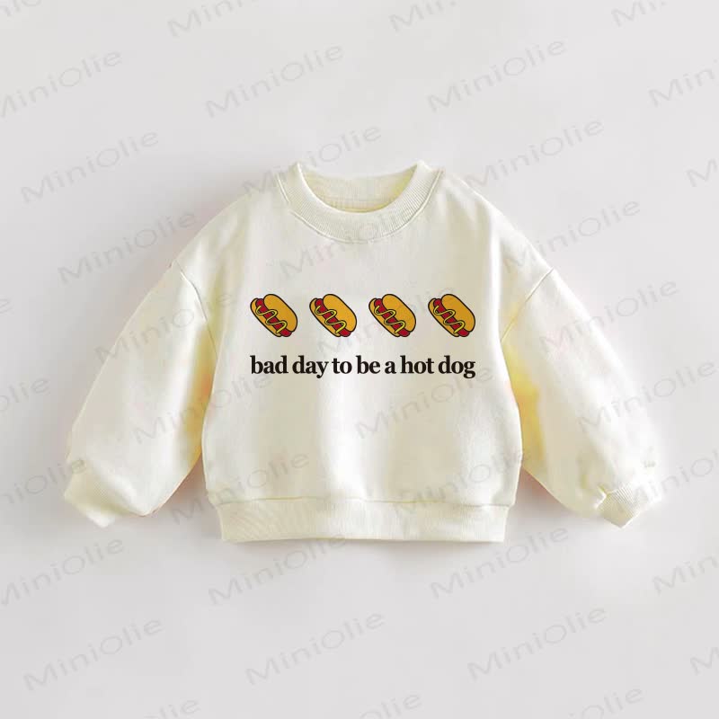 BAD DAY TO BE A HOT DOG – Baby Kleinkind Sweatshirt mit Aufdruck in Creme - Creme - 3-5J - image 1