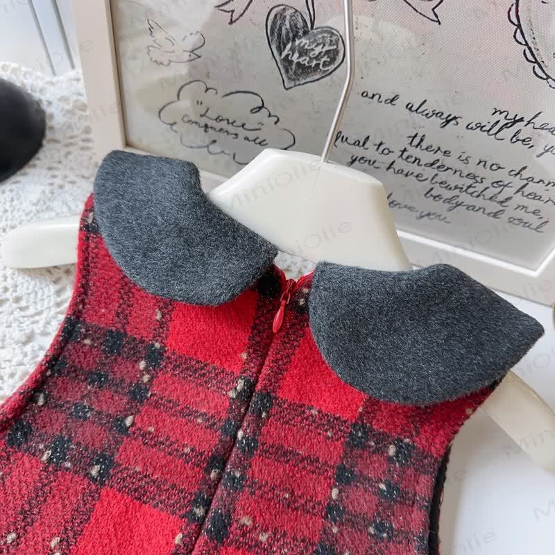 Kleinkind Kleid mit Schleife und Plaid für Kleinkindmädchen & graue Oberbekleidung - image 20